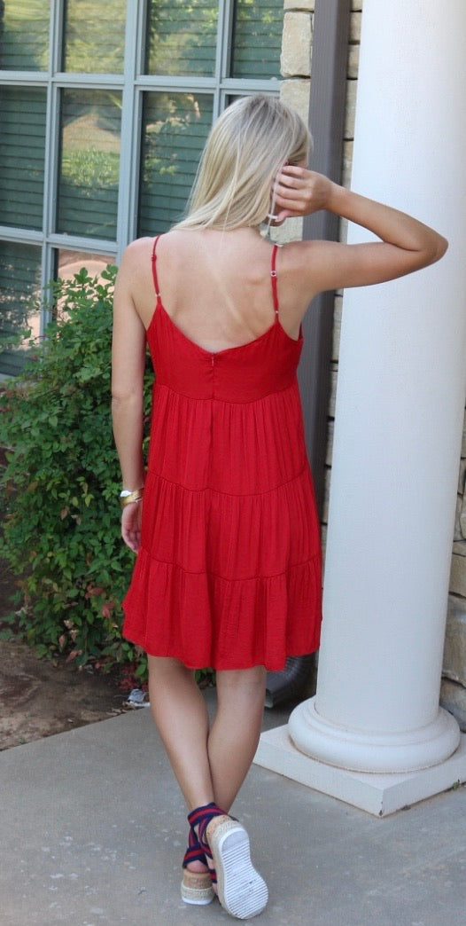 PROSPERITY Tiered CamiStrap Flare Midi Dress