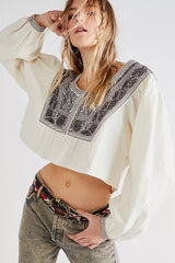 FREE PEOPLE Embroidered IGGIE Top