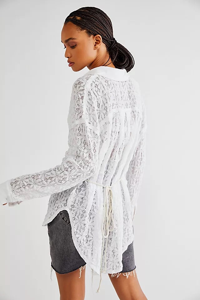 FREE PEOPLE Lace MUST HAVE TUNIC ButtonDown Top
