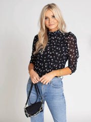 FREE PEOPLE Floral GATHER Mesh Tee