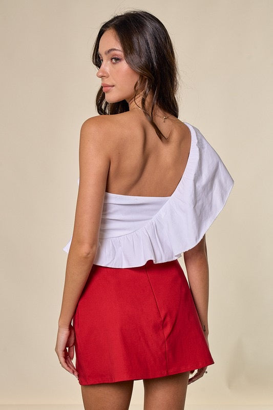 One Shoulder MAKING WAVES Ruffle Top