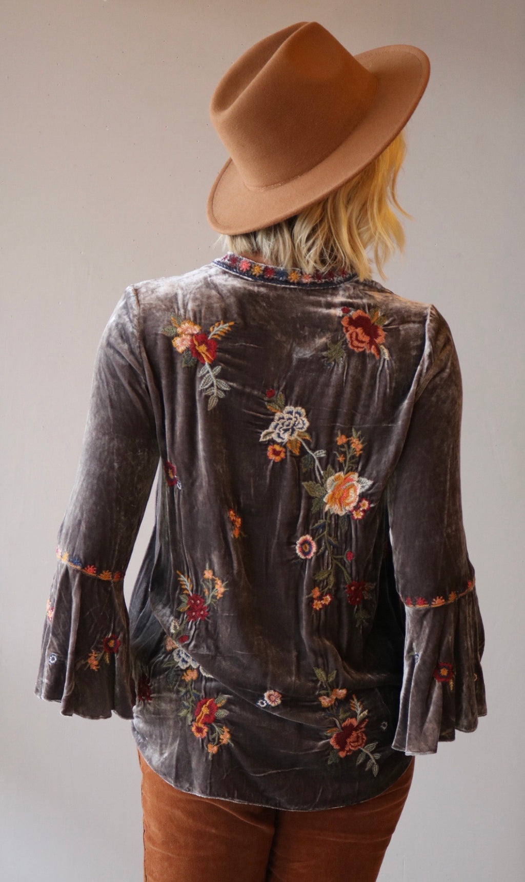 JOHNNY WAS Velvet SISILIA Embroider FlareSleeve Blouse Top