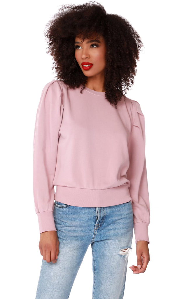 BOBI Modal Cotton Fleece POWER Pleated Shoulder Top