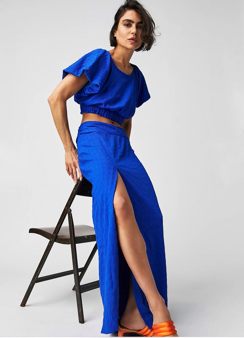 FREE PEOPLE 2pc TOVAH Flutter Sleeve/Maxi Skirt Set