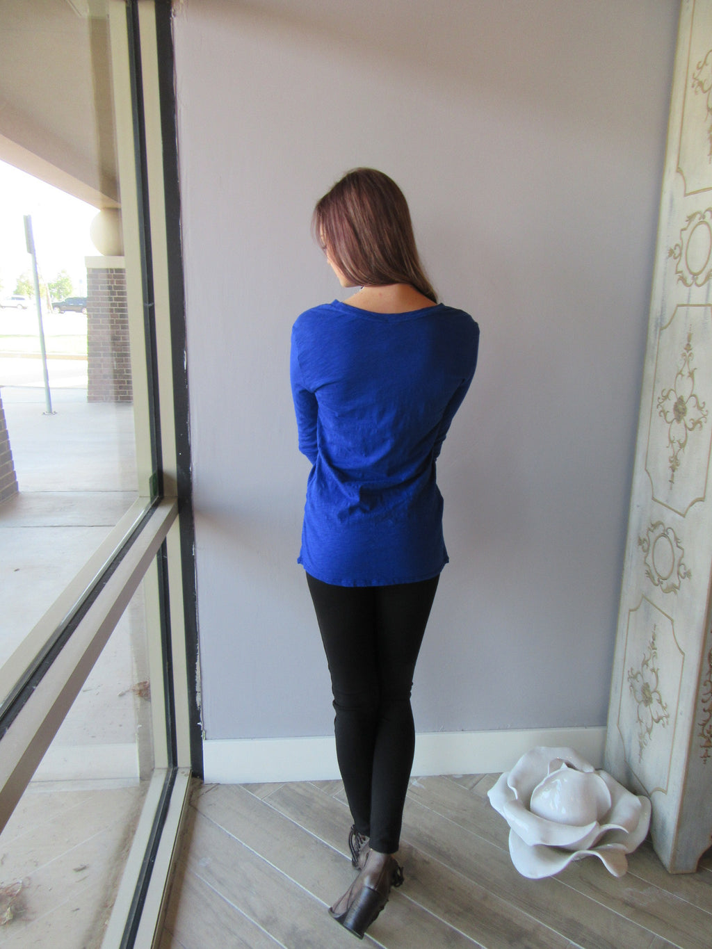 BOBI Slub Jersey LET IT GO Twist Front L/S Tee Top