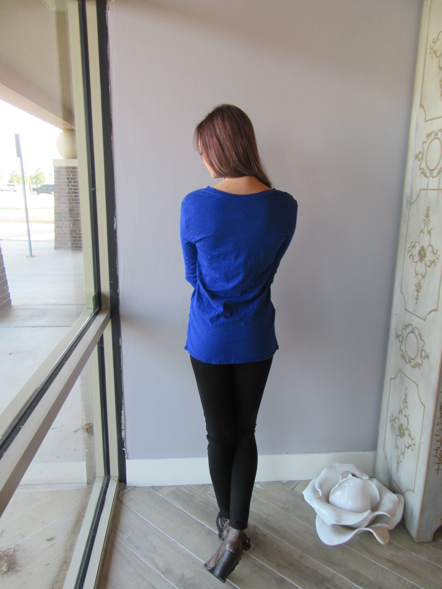 BOBI Slub Jersey LET IT GO Twist Front L/S Tee Top