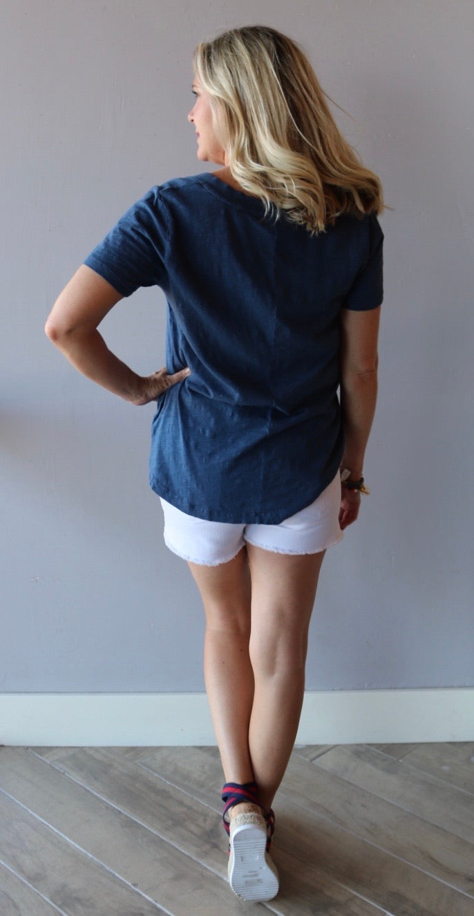 BOBI V-Neck BECK Slub Jersey HiLo Top