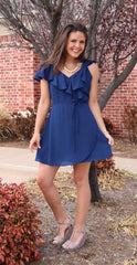 NOTORIOUS Ruffled Wrap SpaghettiStrap Flare Chiffon Dress