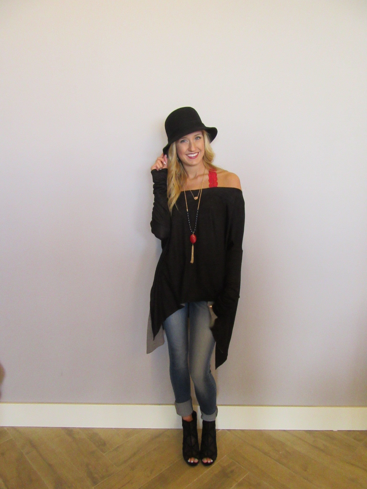 DELOZIER Super Soft Terry Asymmetric Tunic Top