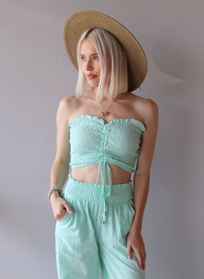 EPIC 2pc Rouche Tube Top/SmockWaist Pant Set