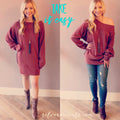 TAKE IT EASY Off Shoulder Slub Knit Sweater Tunic Top