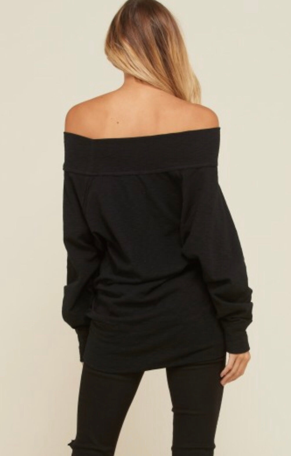 TAKE IT EASY Off Shoulder Slub Knit Sweater Tunic Top