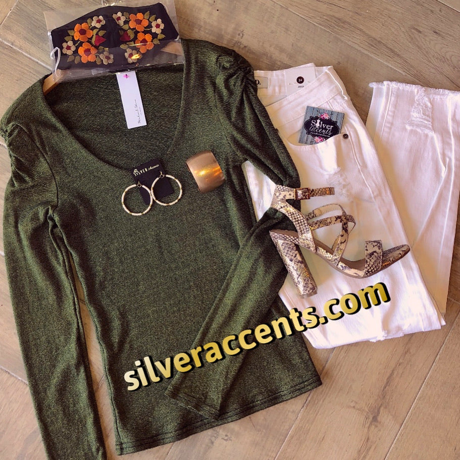 MICHAEL STARS RoucheSleeve BARBARA ScoopNeck ShineJersey Top