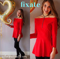 2Hearts FIXATE OffShoulder Fit & Flare 3/4 Sleeve Top