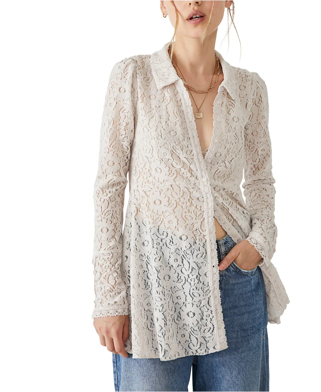 FREE PEOPLE Lace HEATHER SwingHem Tunic