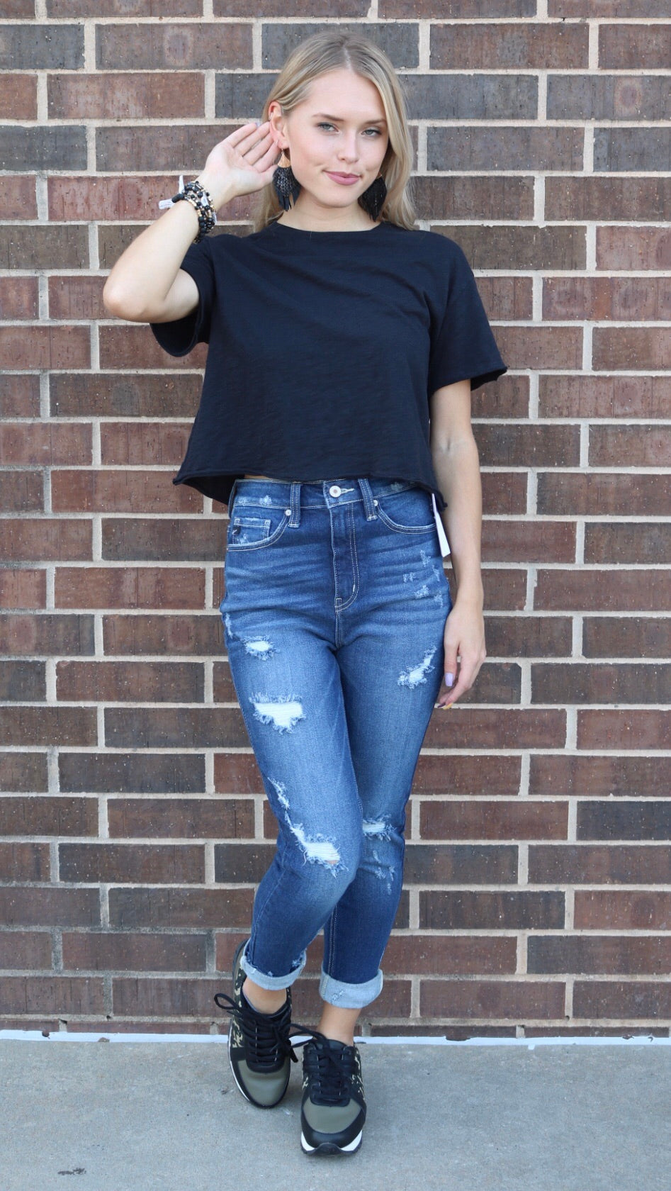 KANCAN HiRise PROGRESS Distressed Ankle Skinny Jeans