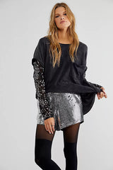 FREE PEOPLE Sequin Sleeve CELINE Tee