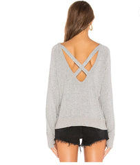 BOBI Supersoft French Terry STAND BY U Thumbhole Strappy Back Top