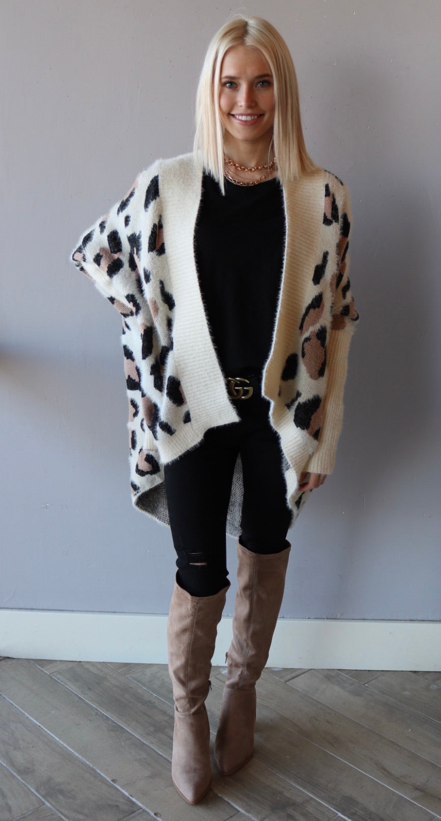 FIGHTER Leopard OpenFront Cocoon Cardigan