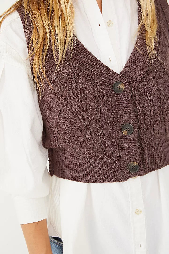 FREE PEOPLE CableKnit DENSON Sweater Vest