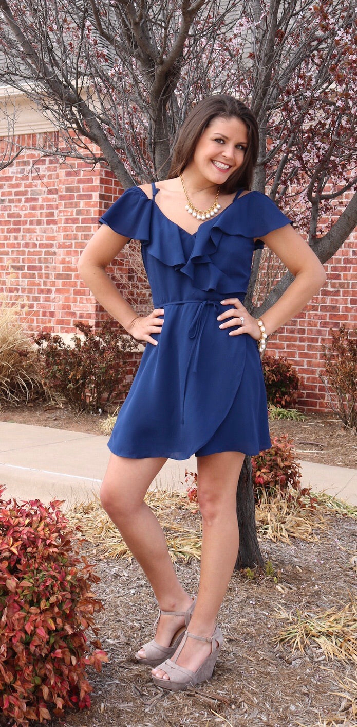 NOTORIOUS Ruffled Wrap SpaghettiStrap Flare Chiffon Dress