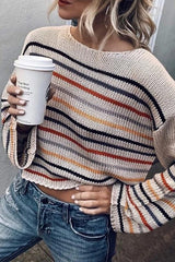 Cezele ANIMATE Stripe Ombré WaistCrop Sweater Top