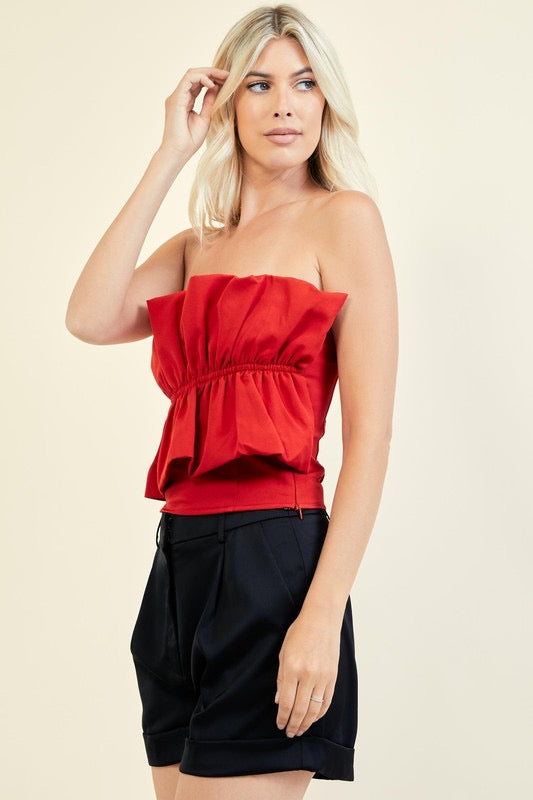 Glam SELFLESS Strapless Ruffle Top