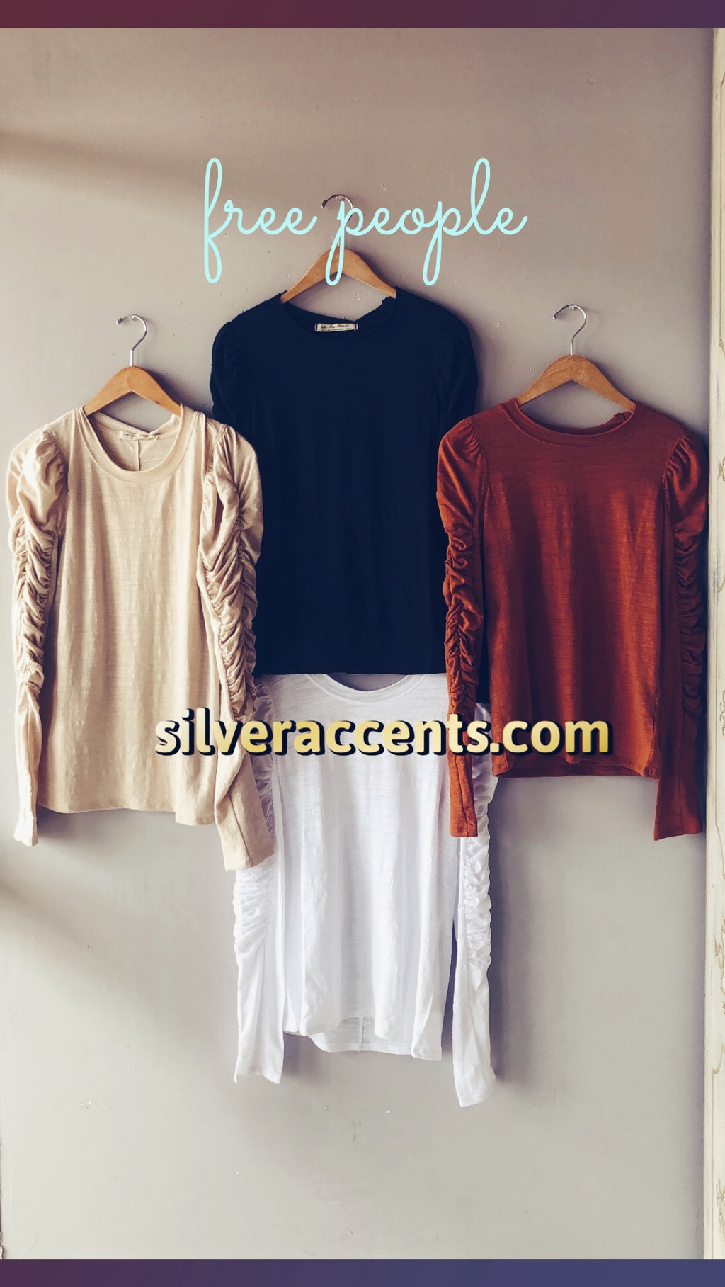 FREE PEOPLE NATASHA Rouched LongSleeve CrewNeck Top