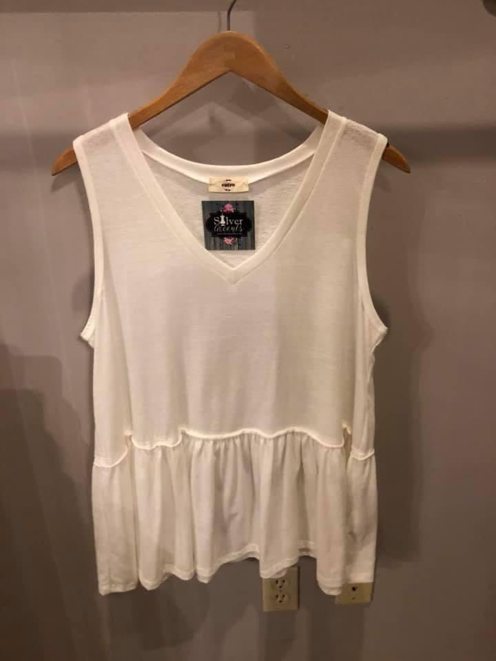 Entro CALLIE V-Neck DropWaist MelangeKnit Top