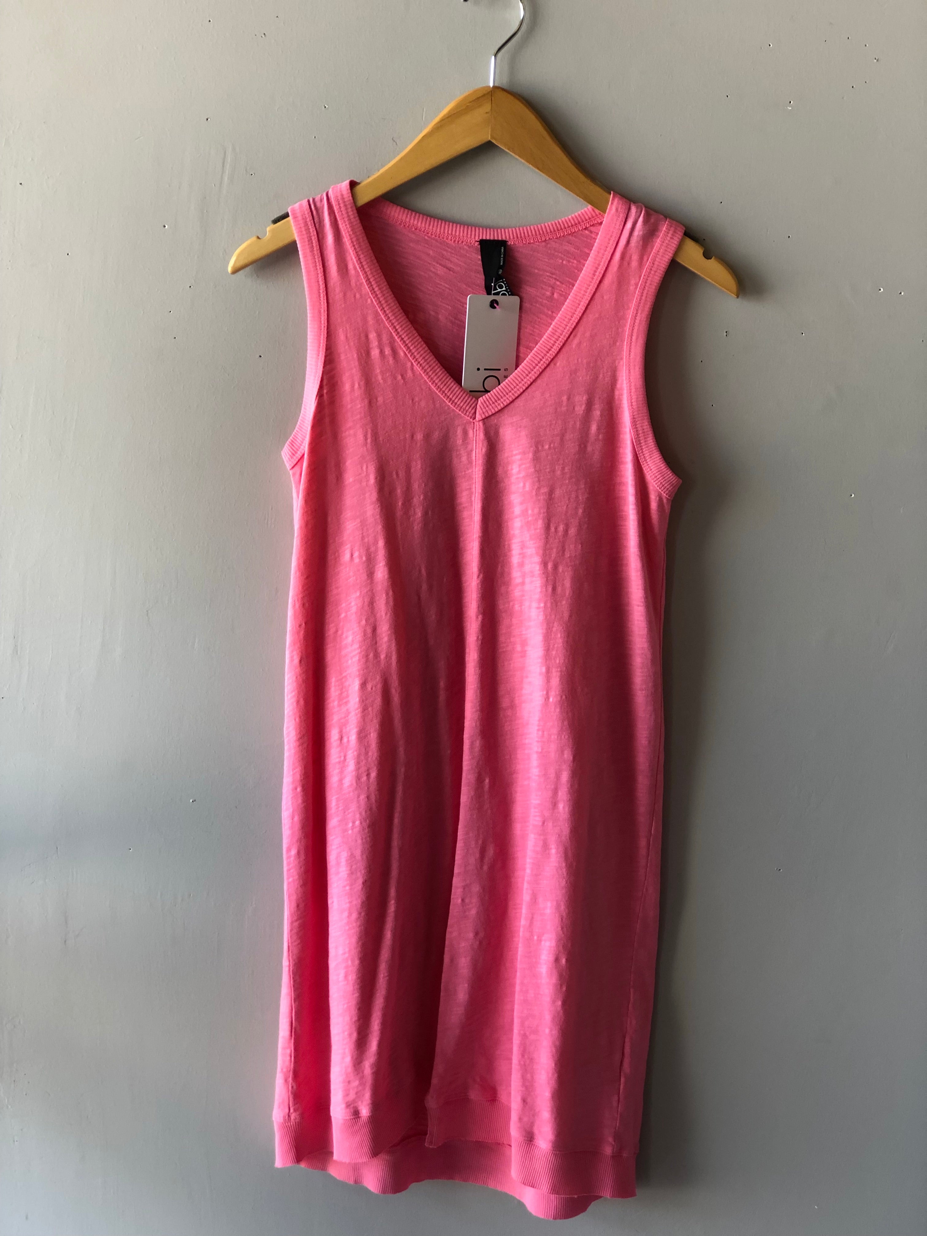 BOBI Slub Jersey V-Neck HORIZON StepHem Dress