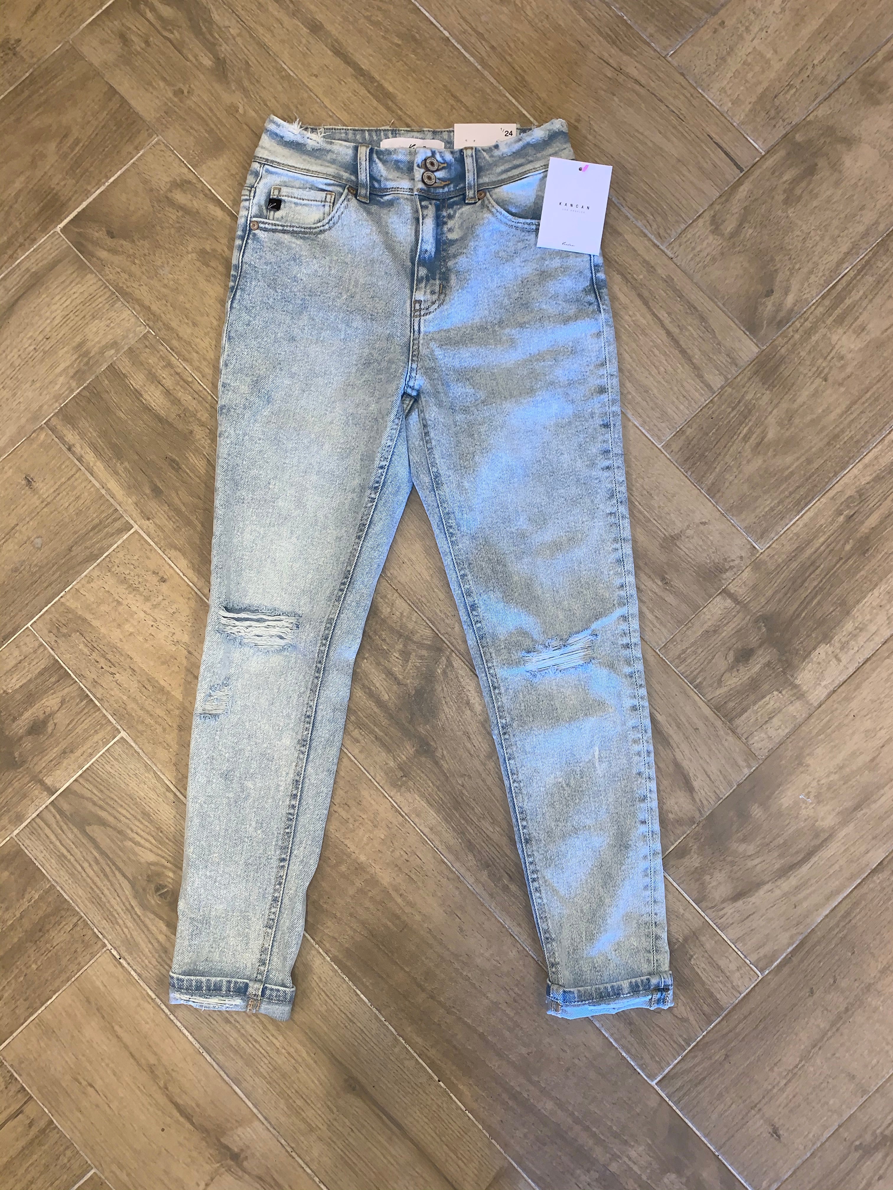 KC IMPRESSIONS HiRise Distressed Lt Blue Jeans
