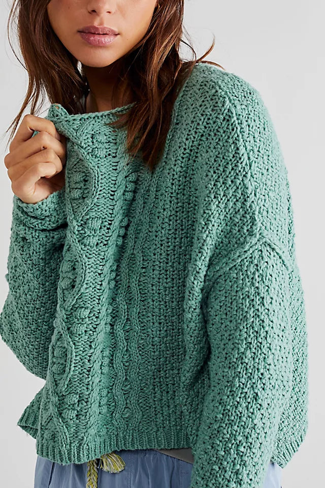 FREE PEOPLE CableKnit CHANGING TIDES Pullover Sweater