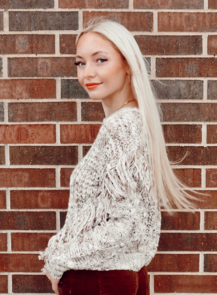 DEAR JOHN Fringe KYNLEE CrewNeck Sweater