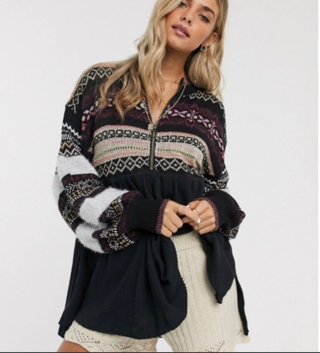 FREE PEOPLE Babydoll CABIN FEVER Swit Sweater