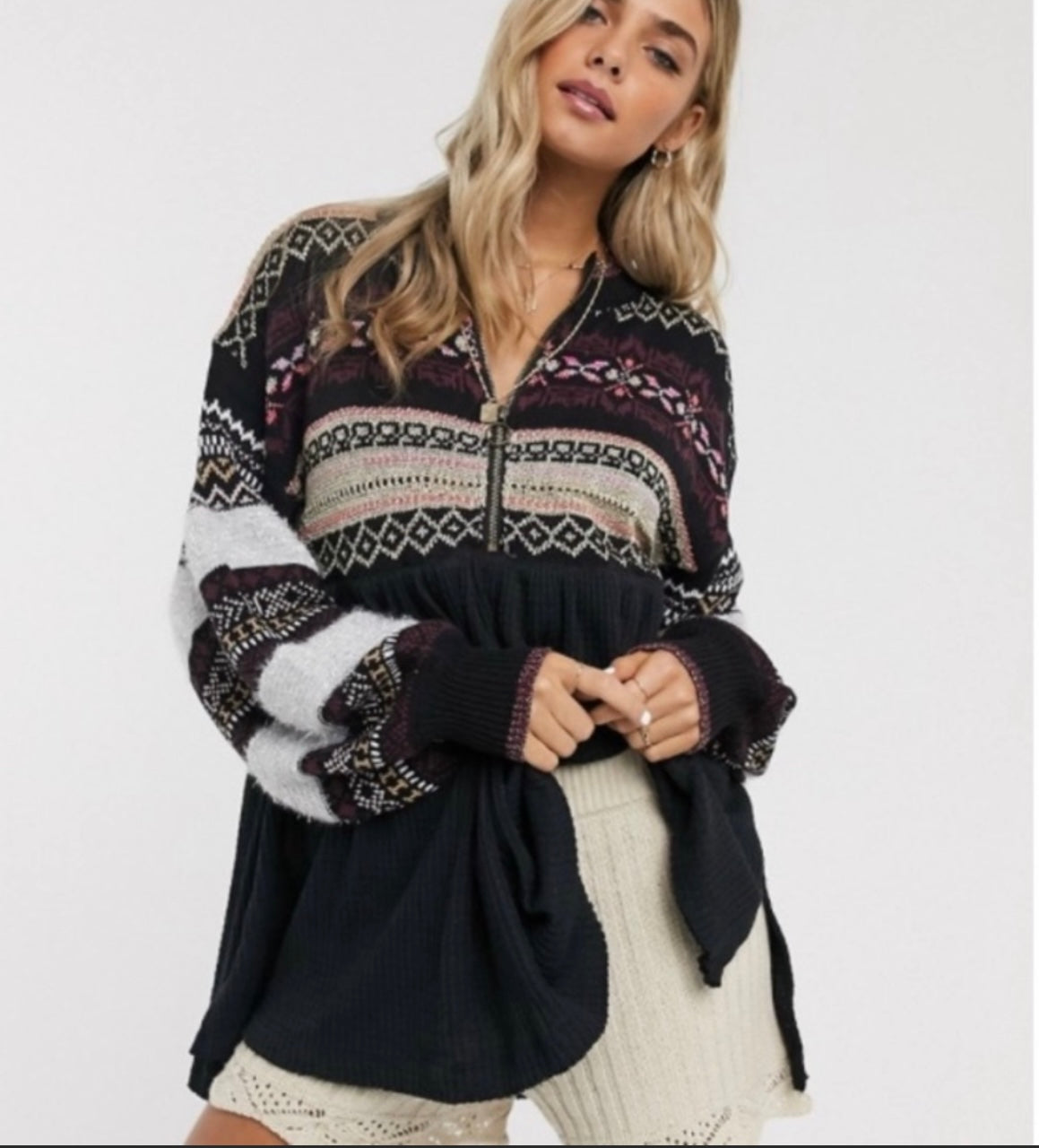 FREE PEOPLE Babydoll CABIN FEVER Swit Sweater