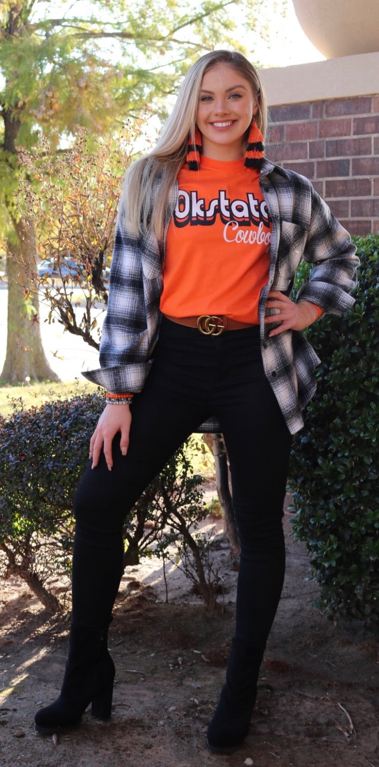 GAMEDAY COUTURE Throw Back VARSITY VIBES Oklahoma State Top