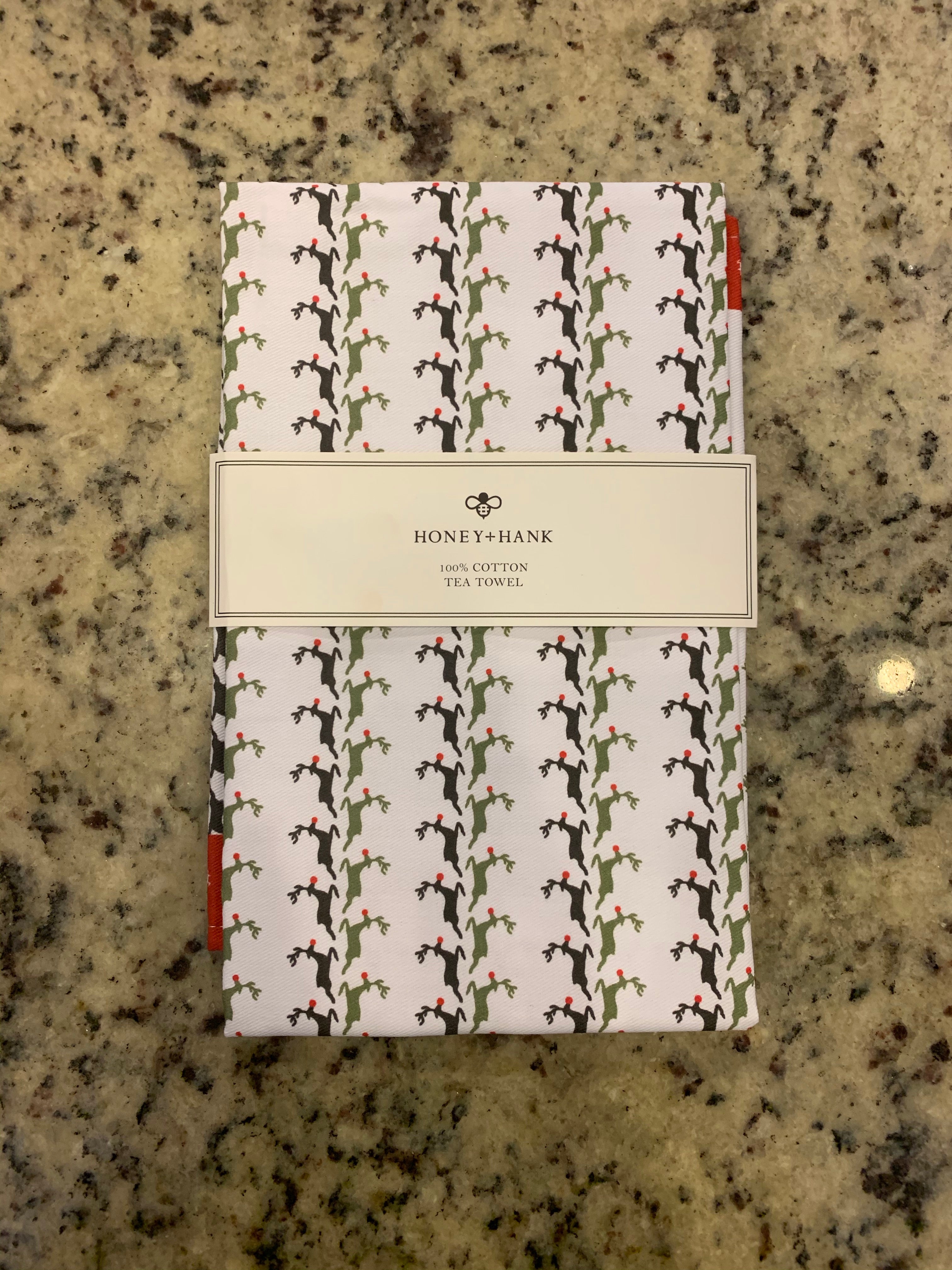 H+H Rudolph Garland Tea Towel Green Multi