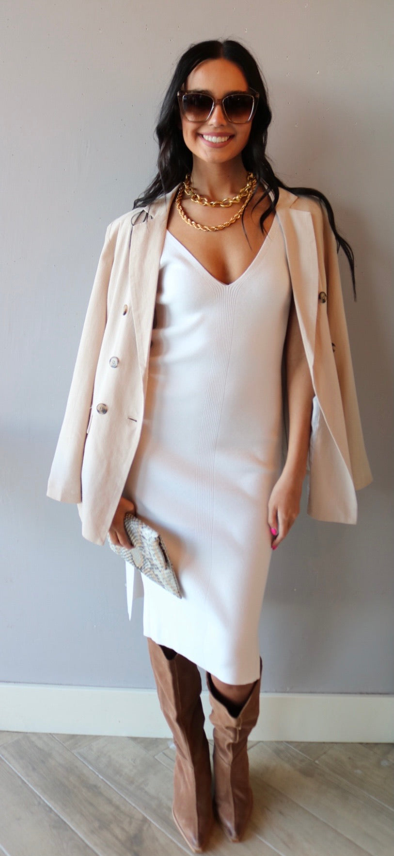 BOBI BLACK V-Neck CLANDESTINE Viscose Sweater Tank Dress