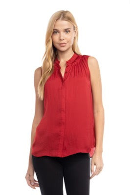 PEDIGREE ButtonDown Collar PinTuck Sleeveless Top