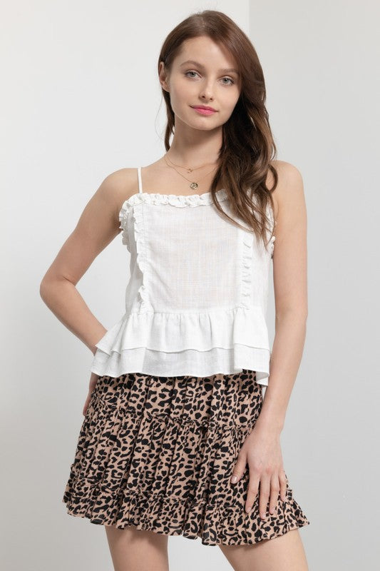 Newbury Kustom GRACE Leopard Tiered Waist~Band Skirt