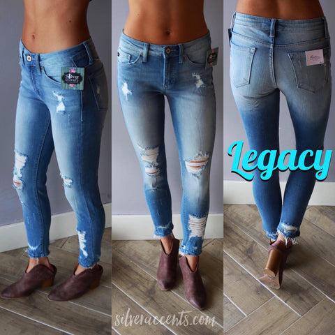 LEGACY Midrise Open Destructed Ankle Skinny Jean