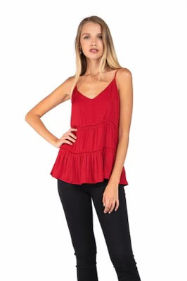 NAKED ZEBRA PROSPER Tiered Cami MatteSatin Tank Top