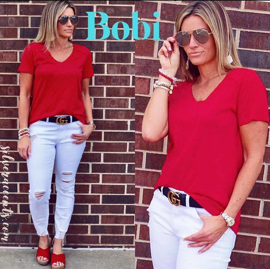 BOBI V-Neck BECK Slub Jersey HiLo Top