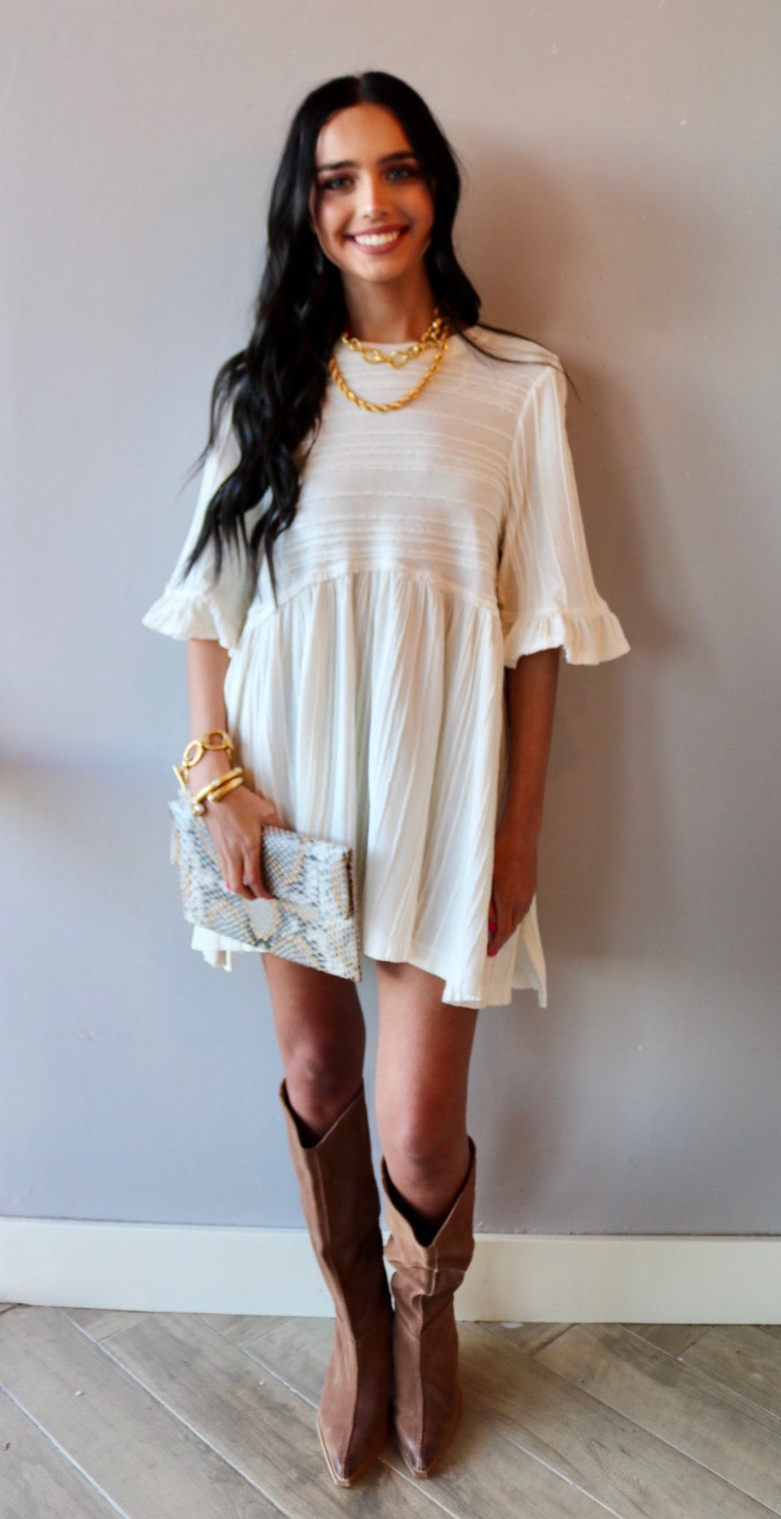 FREE PEOPLE Pleated TAKE A SPIN Babydoll Tunic Dress
