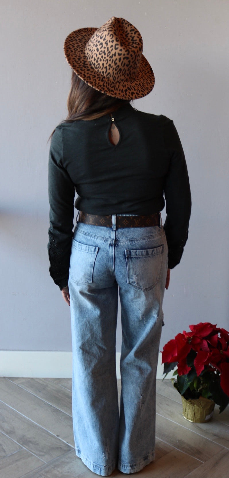 FREE PEOPLE Embroidered HOOKED ON YOU CUFF MockNeck Top