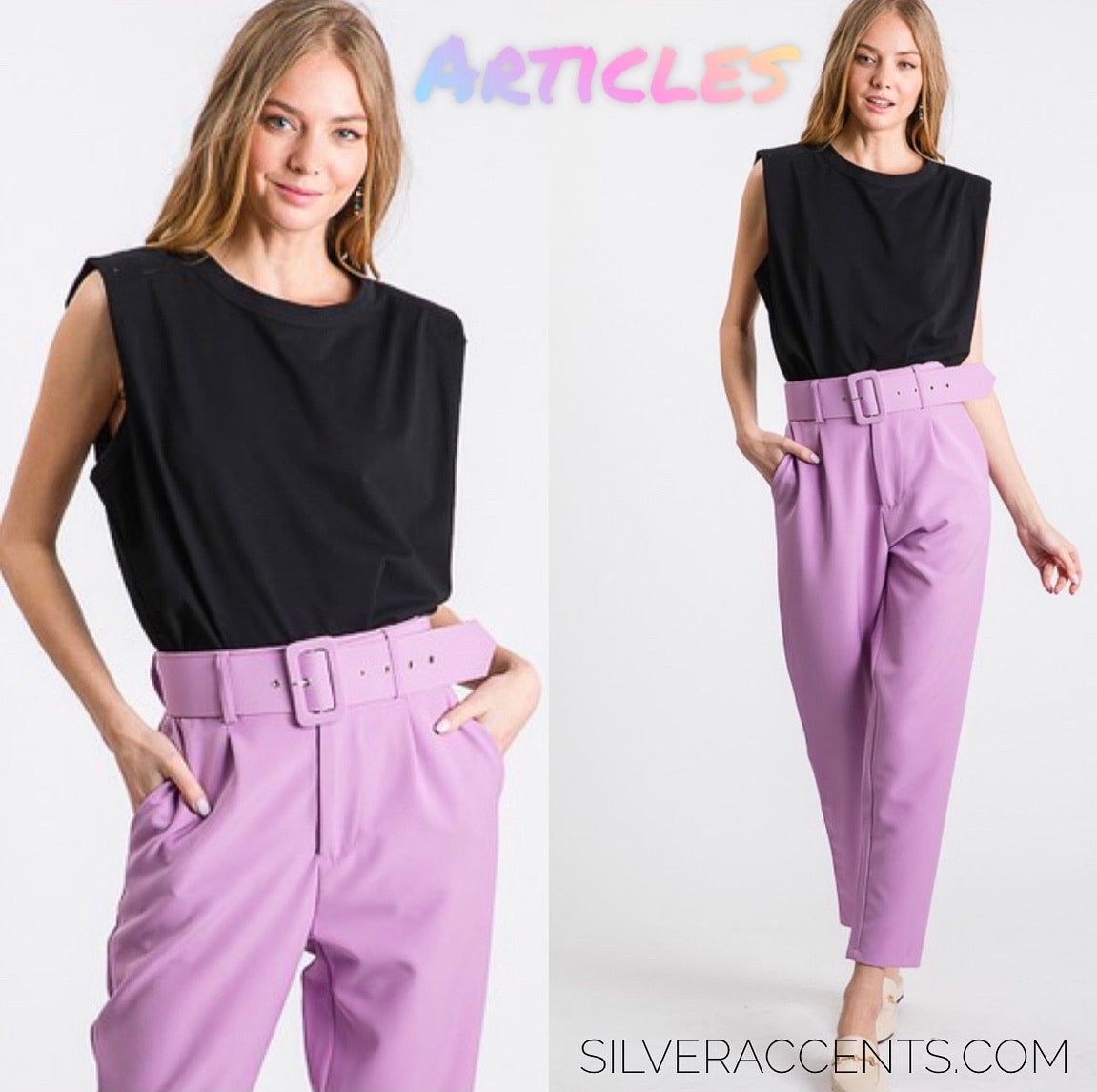 ARTICLES Hi~Waist Belted Pants