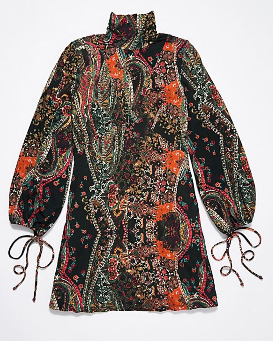 FREE PEOPLE Turtleneck ALL DOLLED UP Print Jersey Dress