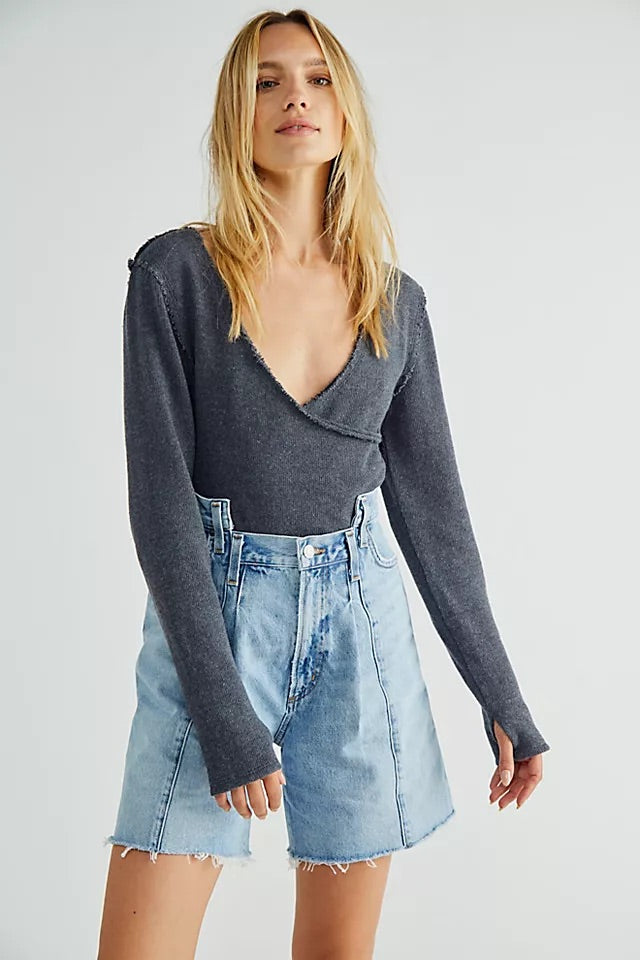 FREE PEOPLE Wrap LIKE A BOSS Raw Hem Top