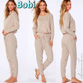 BOBI Sustainable Terry WHISTLE SlubKnit DrawString Hem Top