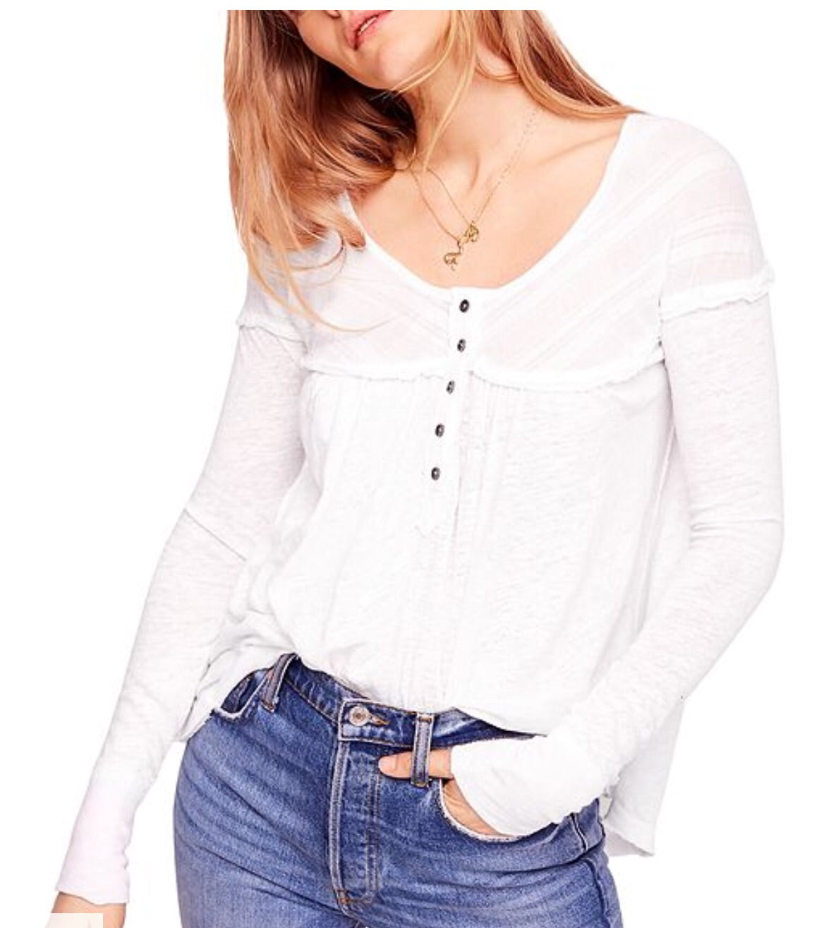 FREE PEOPLE DOWN UNDER HENLEY Top